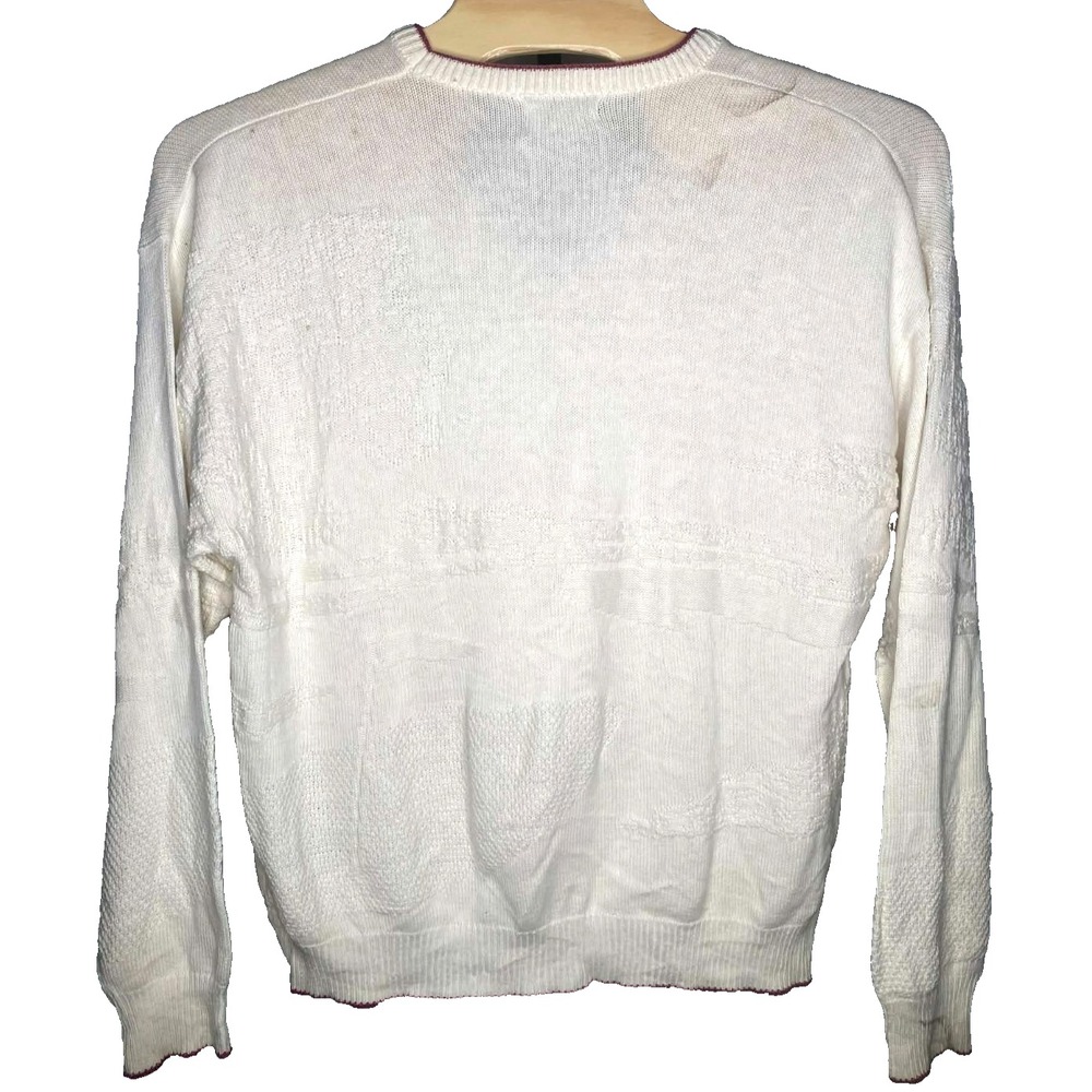 VTG Isle of Cotton Sweater Mens XL Textured Knit V Neck Pullover USA golf thrash - Picture 9 of 10